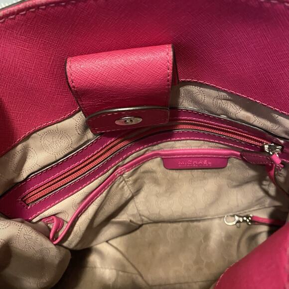 Michael Kors Hamilton Satchel Bag Fuschia Pink Purse - Picture 7 of 14